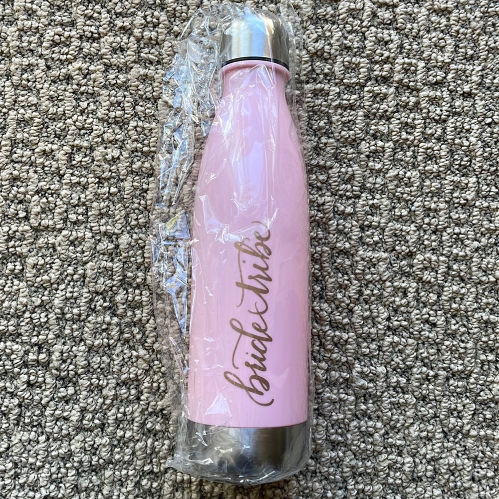Bride Tribe Pink and Silver Water Bottle